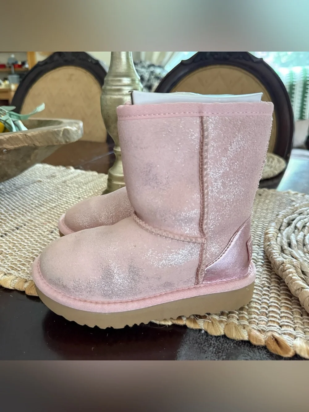 UGG Kids Classic II Metallic Shimmer Light Pink Toddler Boots